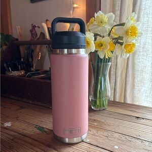 YETI Pink Stainless Steel 26oz “Rambler” Water Bottle with Spin Top Lid